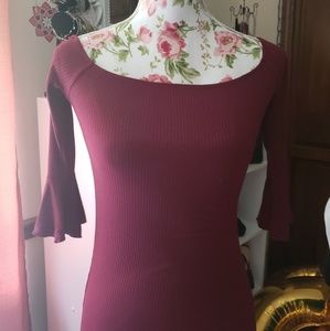 Maroon bodycon off the shoulder dress S